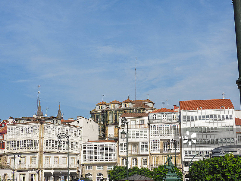 西班牙加利西亚贝坦索斯中世纪古城风光图片素材