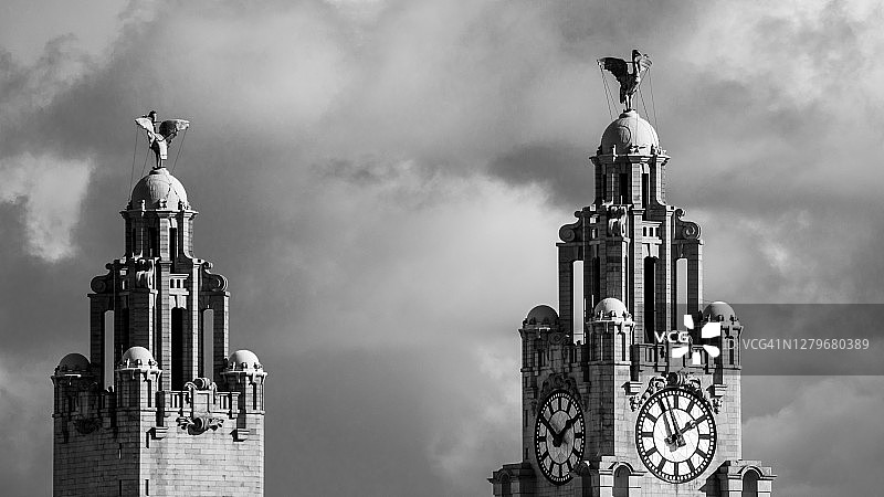 利物浦上空的利物鸟图片素材