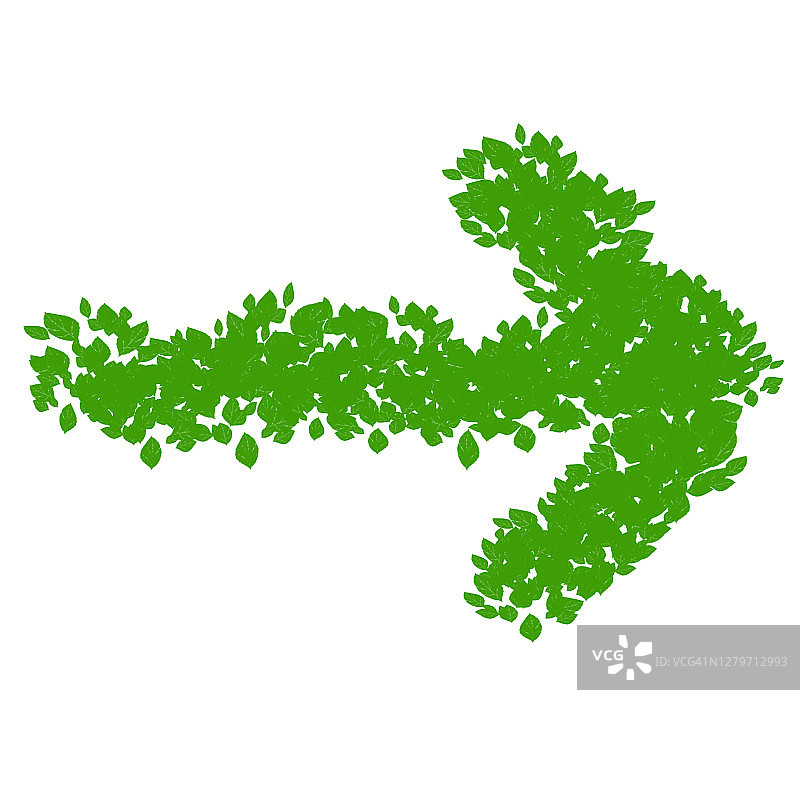 绿叶制成的绿色箭头方向概念照片图片素材