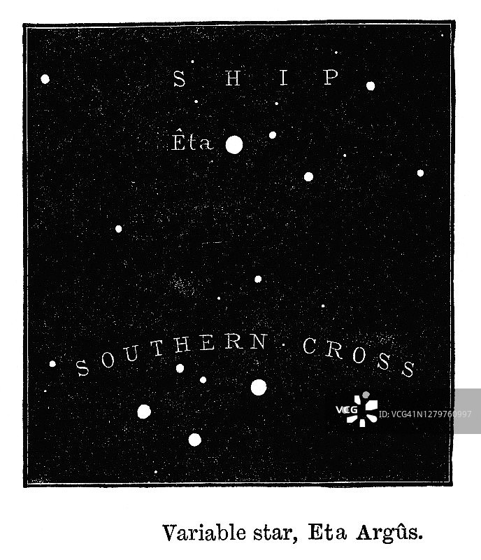 天文学古版画插图：变星（海山二）图片素材