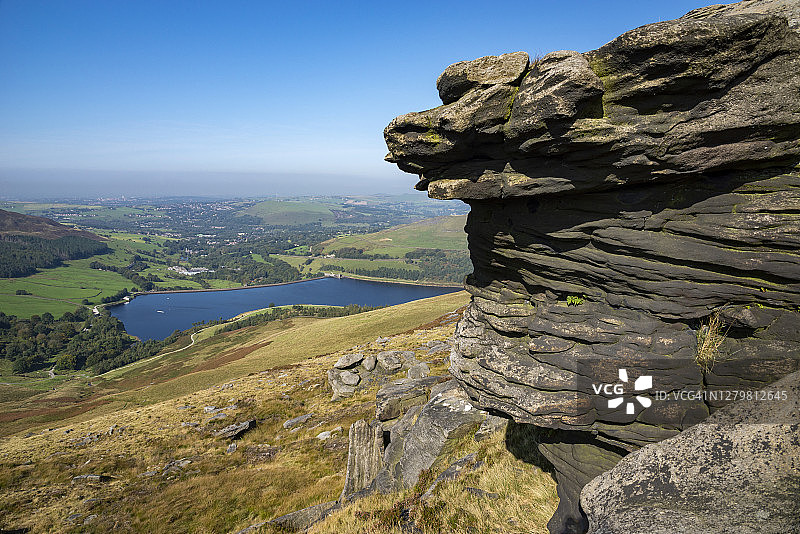 多夫斯通水库，位于大曼彻斯特格林菲尔德图片素材