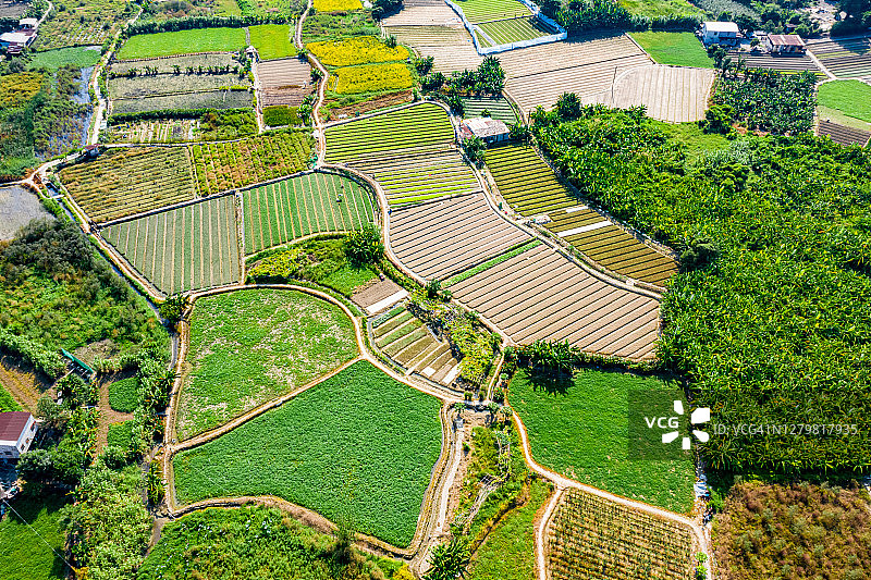 航拍香港塱原的乡村村庄图片素材