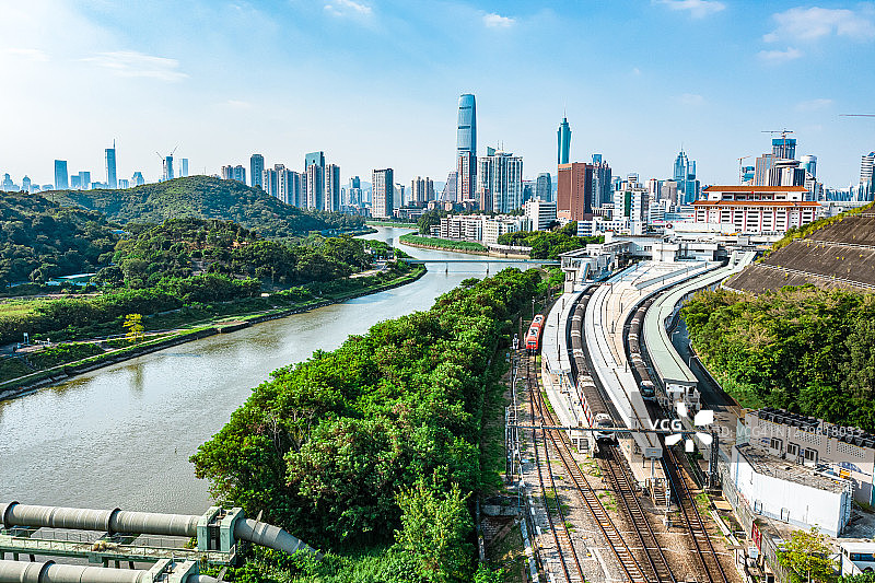 香港上水铁路鸟瞰图图片素材