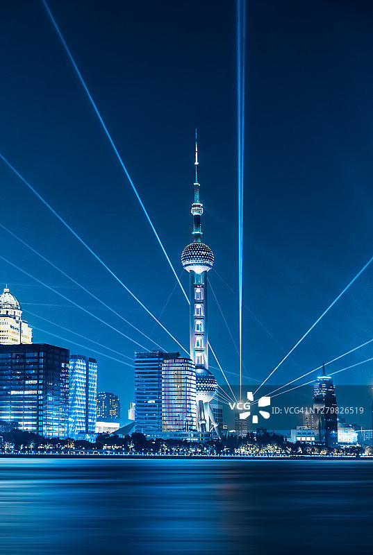 超现实主义风格的上海城市灯光秀图片素材