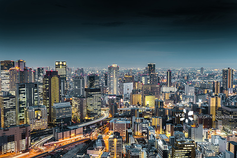 大阪城市天际线全景图片素材