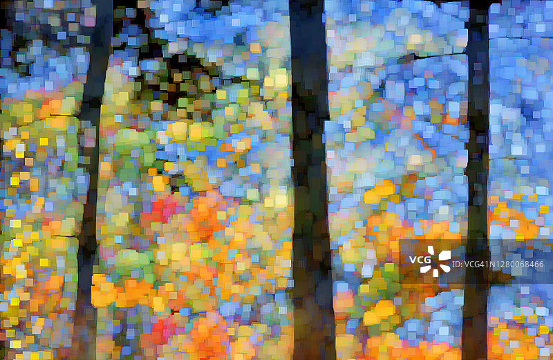 水彩效果的轮廓树图片素材