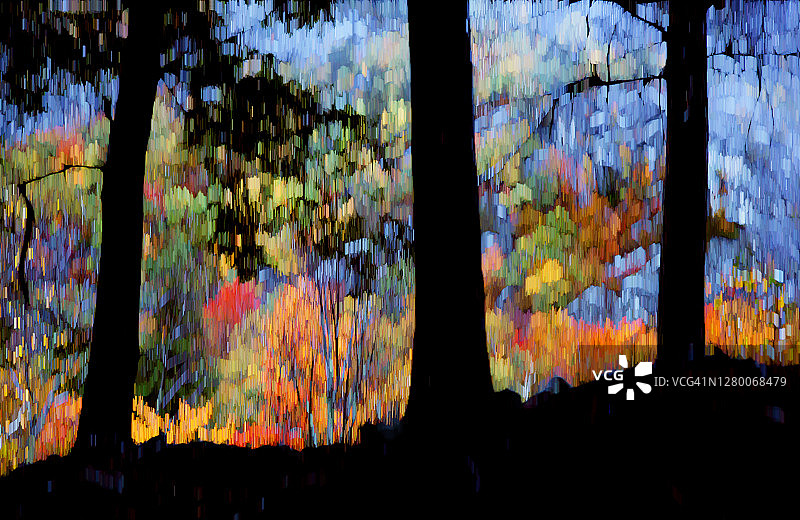 森林水彩剪影效果图片素材