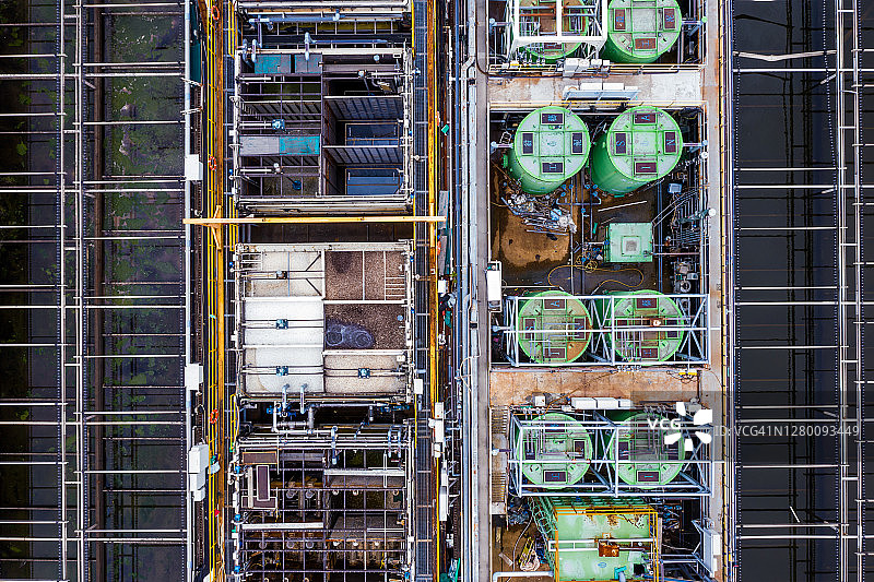 污水处理厂沉淀池航拍图片素材