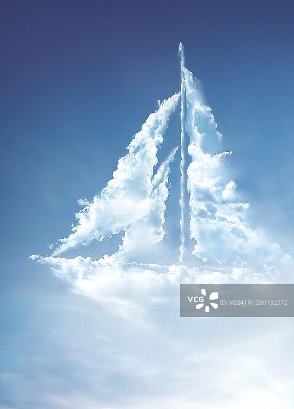 游艇形状的云彩图片素材