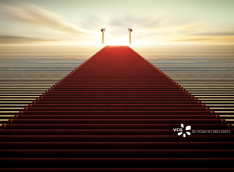 红色地毯楼梯2.5D设计图片素材