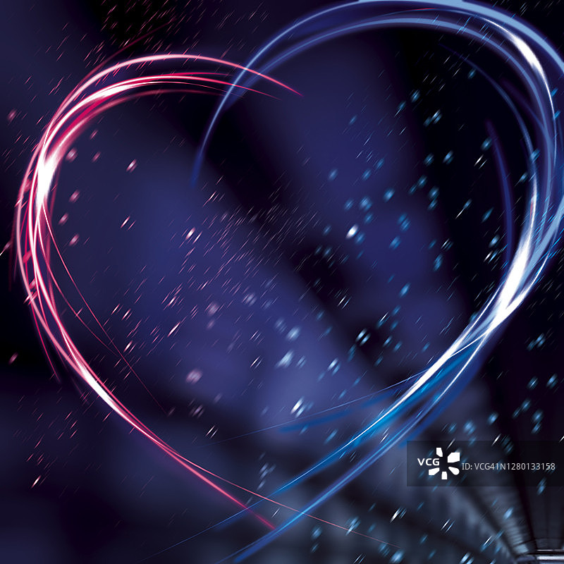 光线、线条、蓝色、粉色、心形、曲线图片素材