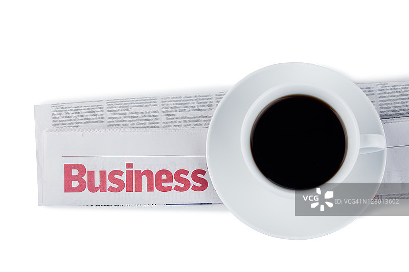 商业报纸和咖啡杯图片素材
