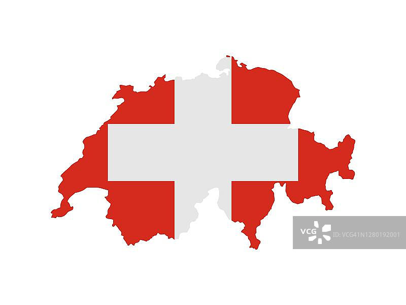 瑞士地图形状的旗帜图片素材