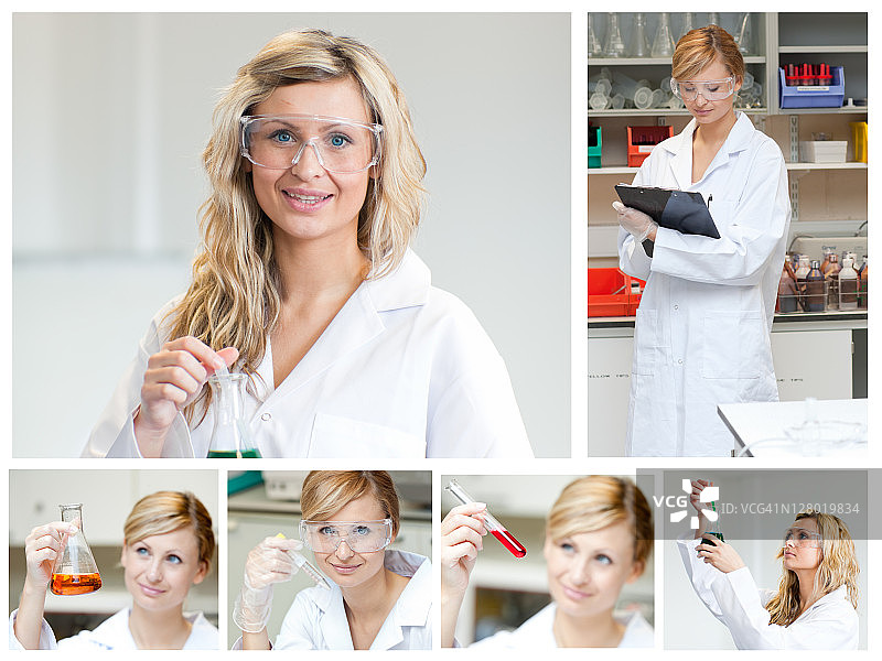 做实验的女科学家拼贴画图片素材