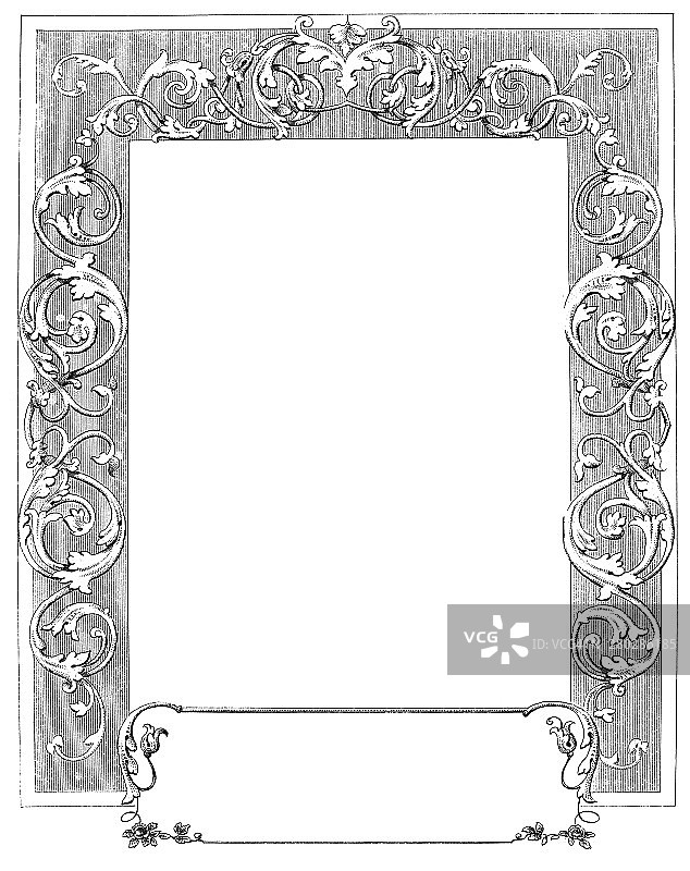 古老的雕刻插图装饰装饰框架图片素材