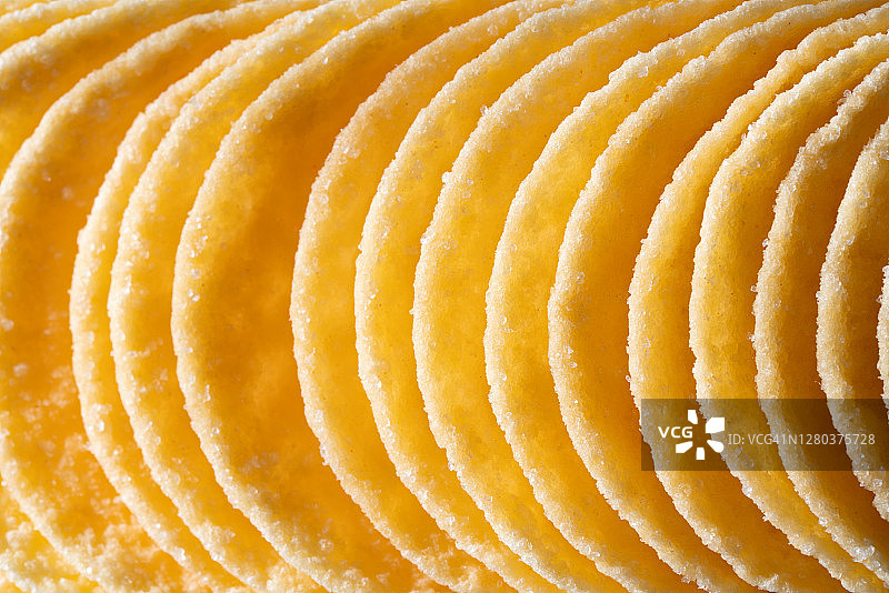 堆叠的薯片微距摄影图片素材