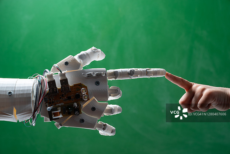 人手手指触摸机器人手指图片素材