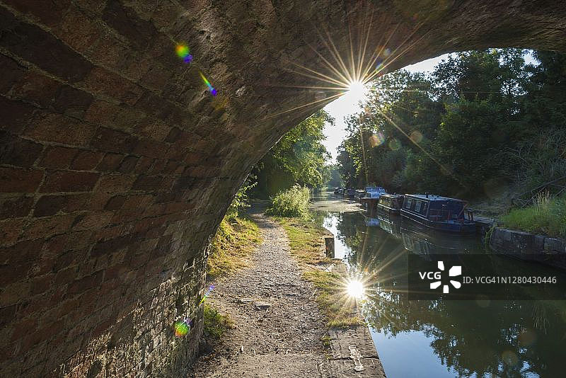 英国威尔特郡马尔堡附近的肯尼特和埃文运河图片素材