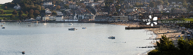 英国多塞特郡斯瓦尼奇海滩和港口图片素材