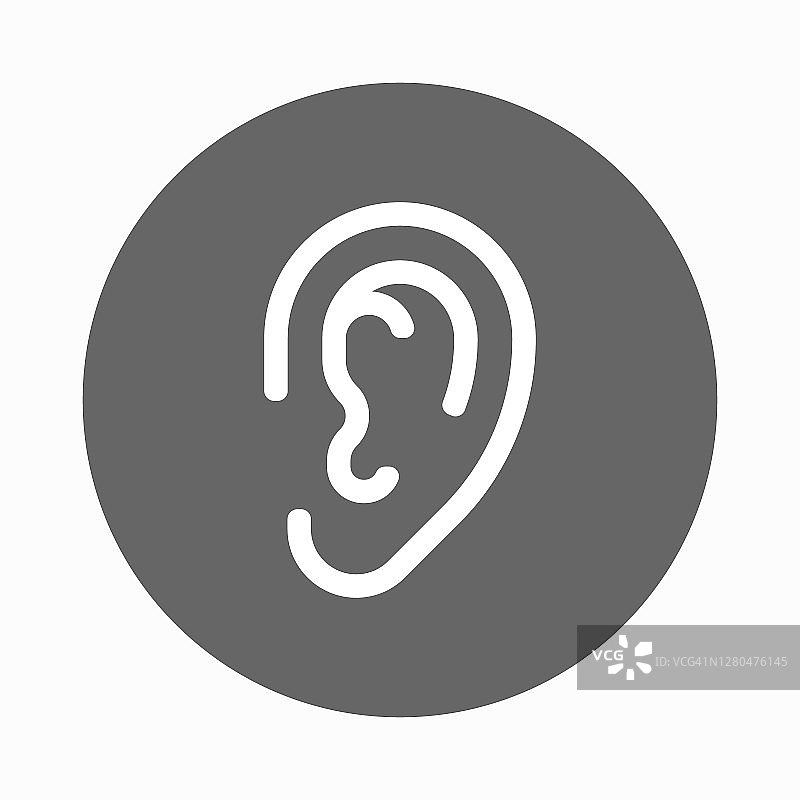 耳垂侧视图轮廓矢量图标图片素材