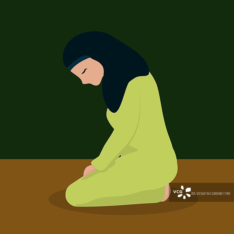 一位戴着头巾的穆斯林妇女祈祷图片素材