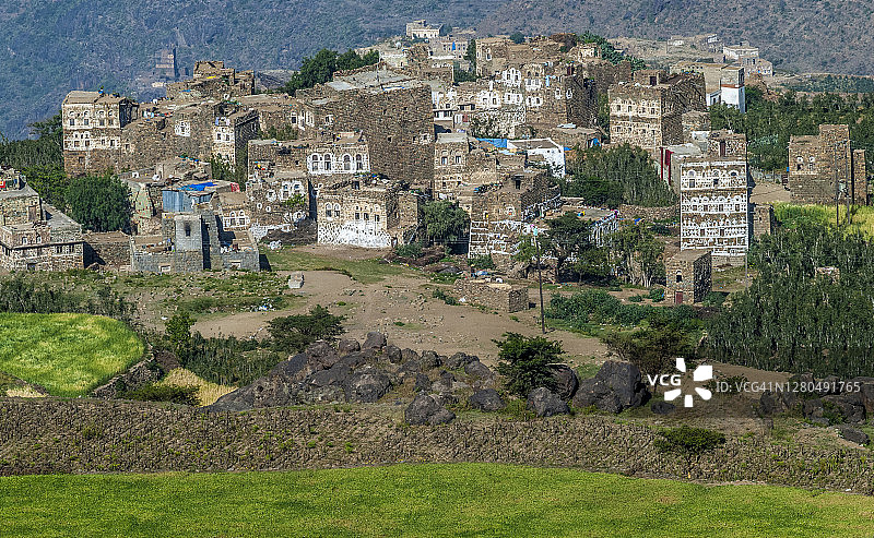 中东也门哈拉兹山地区阿尔哈贾拉山顶村庄（联合国教科文组织世界遗产预备名录）图片素材