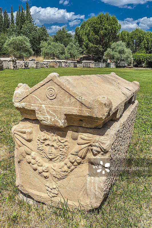 土耳其阿佛洛狄西亚考古遗址石棺（联合国教科文组织世界遗产）图片素材