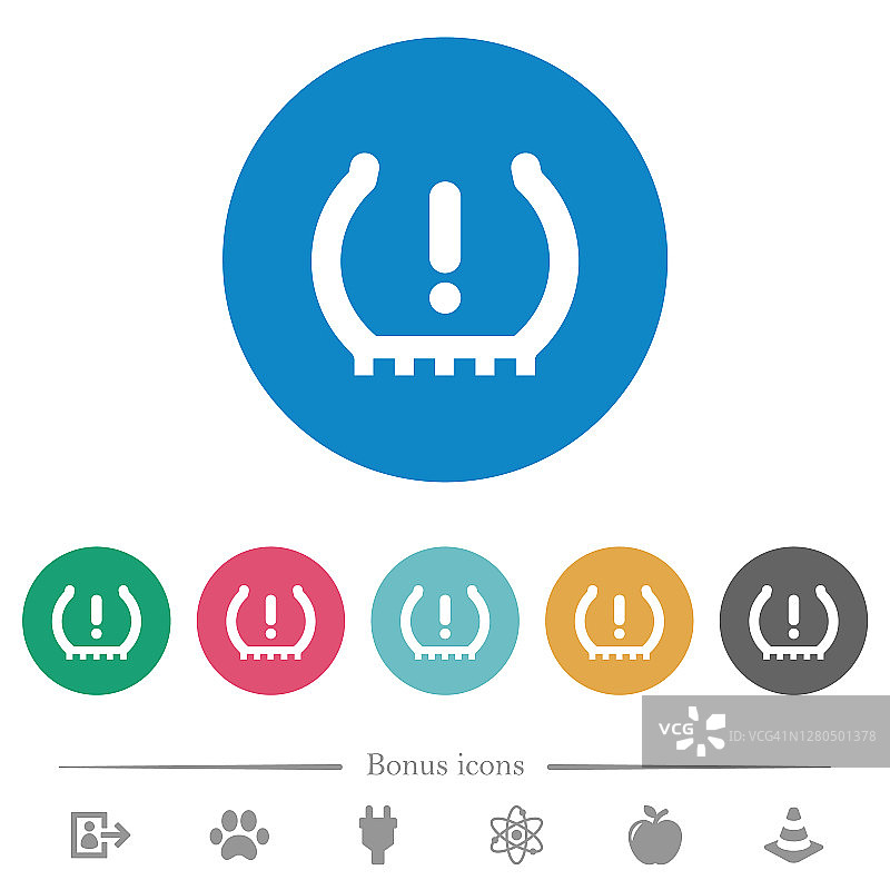 汽车轮胎压力警告指示器扁平圆形图标图片素材