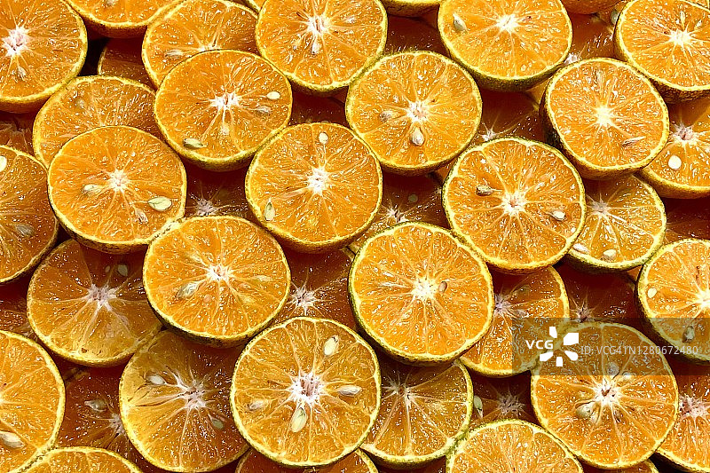 新鲜橙子切片背景图片素材