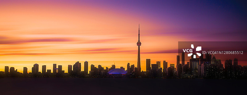 多伦多城市黄昏天际线图片素材