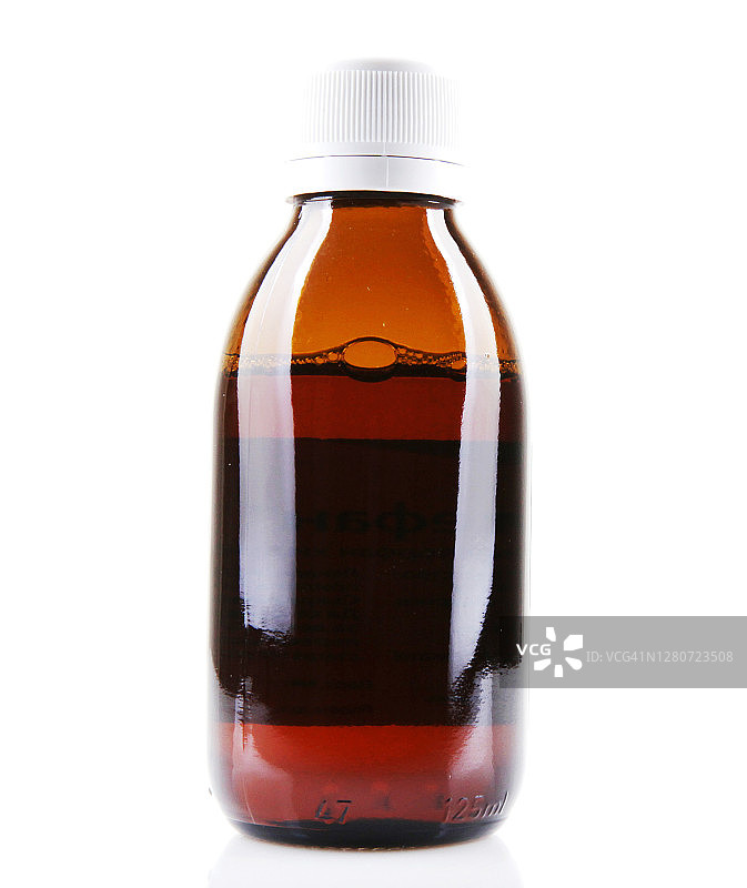 白色背景上的止咳糖浆图片素材