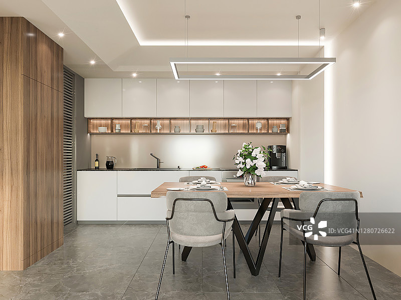 现代公寓餐厅室内设计图片素材
