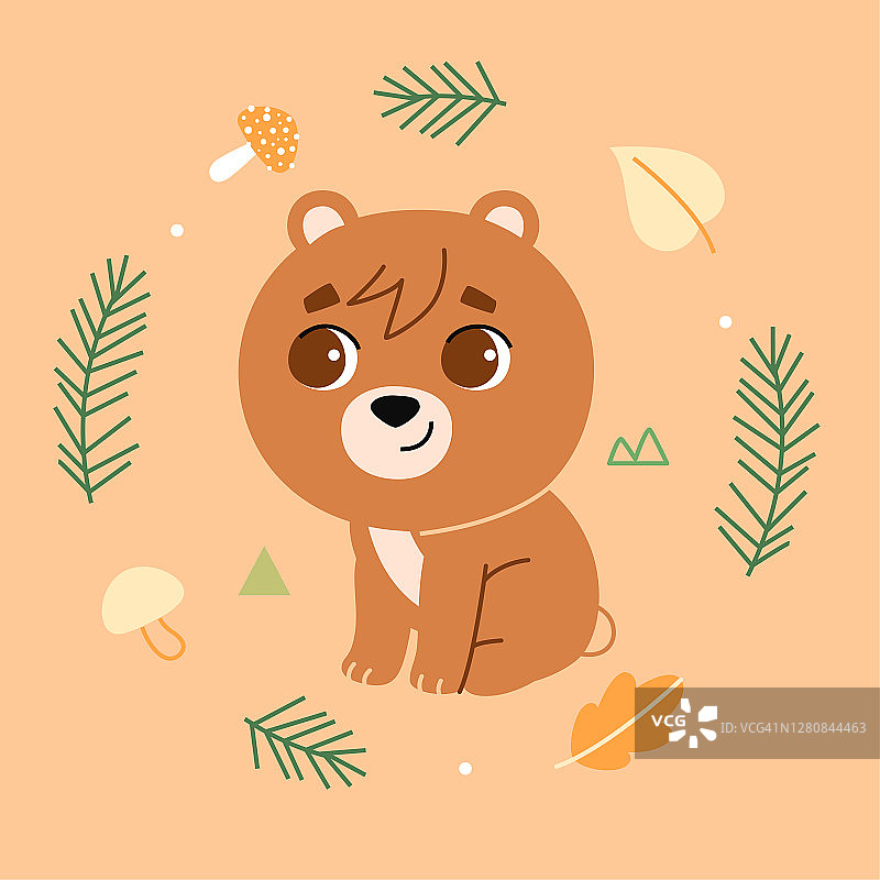 可爱小熊柔和粉彩背景矢量图图片素材