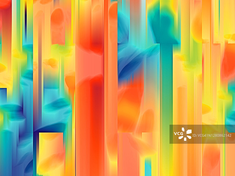 抽象垂直几何形状鲜艳的黄色蓝色橙色故障背景图片素材