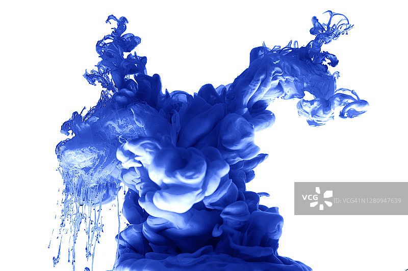 蓝色墨水水墨抽象背景烟雾图片素材