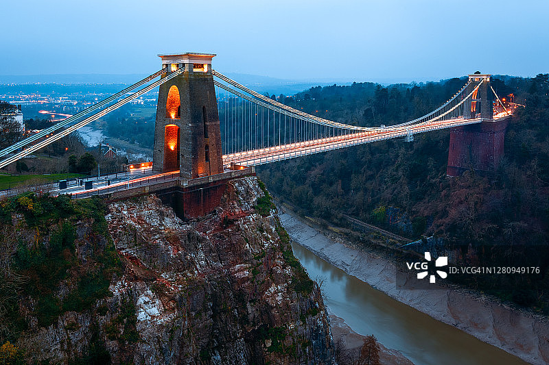 克利夫顿吊桥，埃文峡谷，萨默塞特，英格兰图片素材