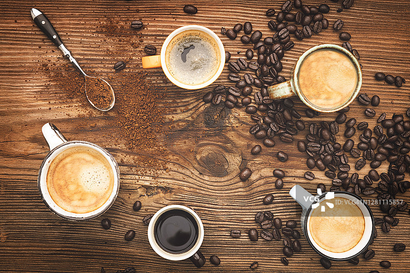 咖啡杯系列，一排咖啡图片素材