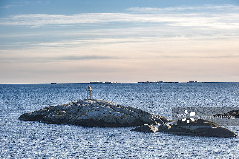 挪威西福尔郡桑德峡湾附近的弗莱哈夫纳灯塔图片素材