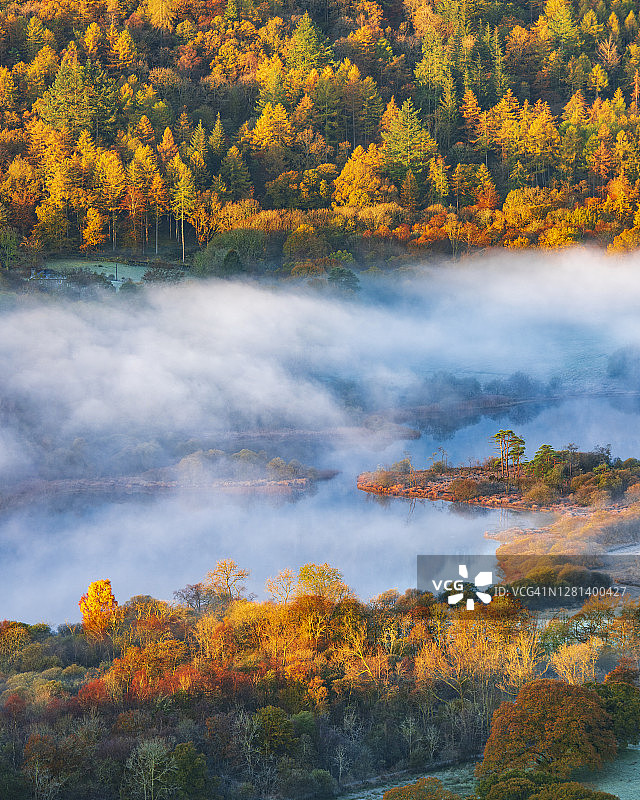 英国坎布里亚郡湖区国家公园的秋季乡村色彩图片素材