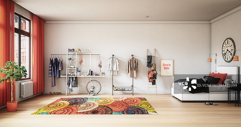 舒适的斯堪的纳维亚卧室图片素材