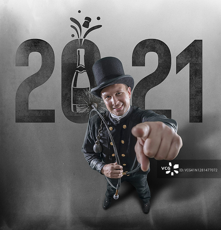 烟囱清洁工祝您2021新年快乐图片素材