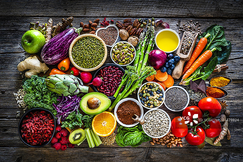 健康纯素食品背景顶视图图片素材