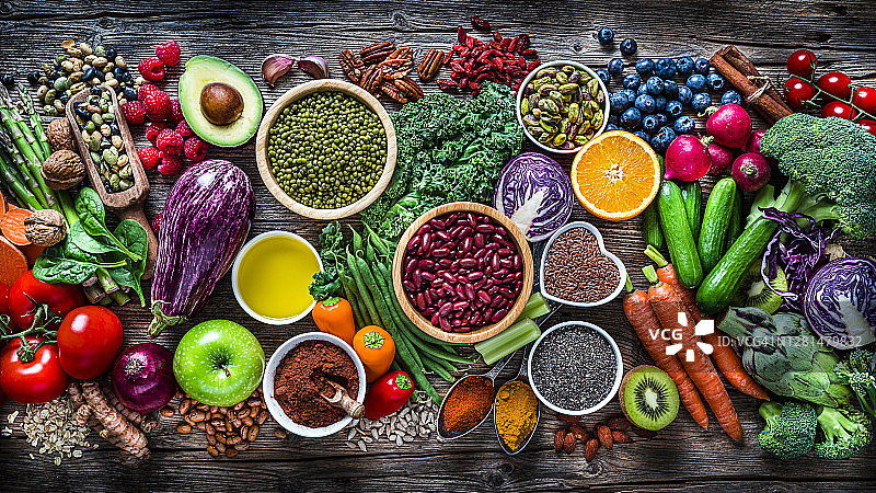 健康纯素食品背景顶视图图片素材