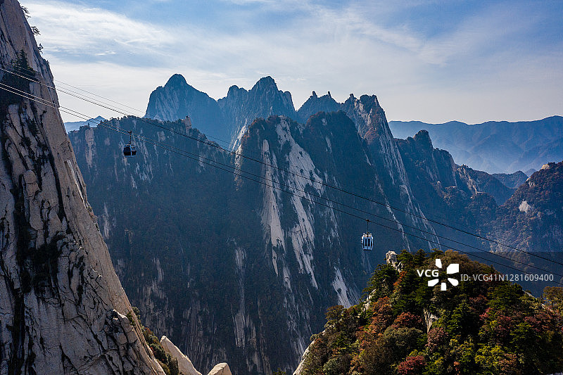 中国陕西华山西峰索道图片素材