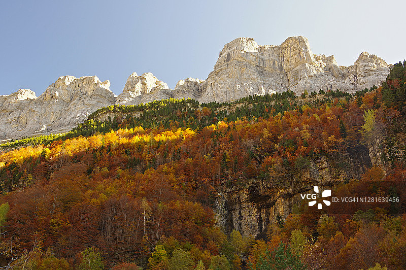 西班牙奥尔德萨和佩迪多山国家公园的秋色图片素材