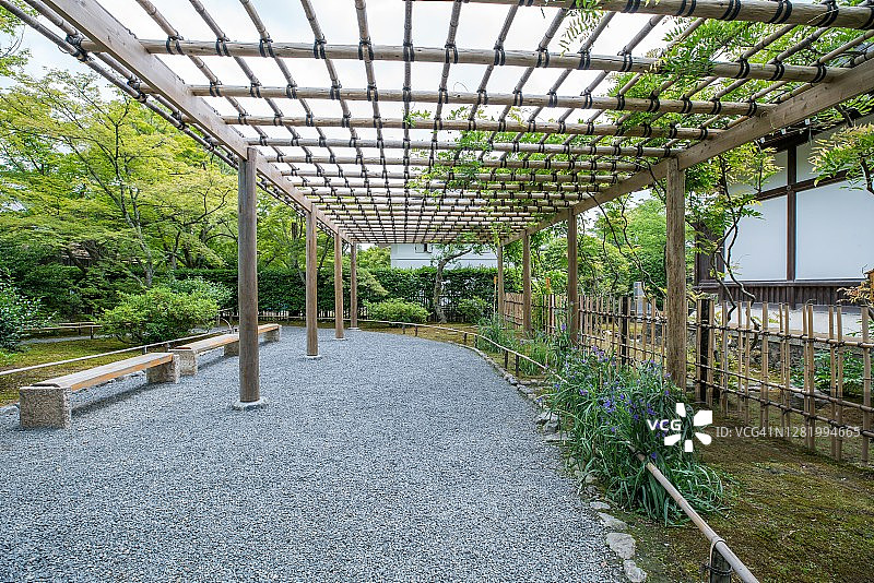 天龙寺的日式传统园林和日式假山庭院图片素材