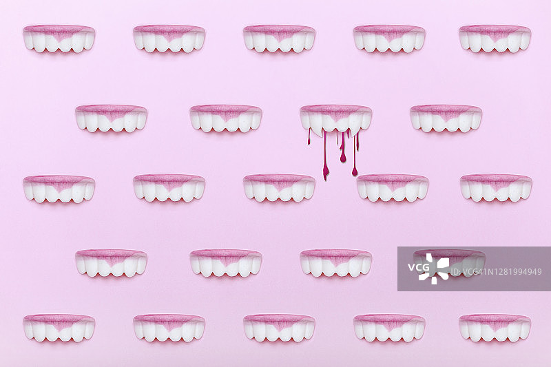 甜美的假牙图案，打破德古拉牙齿的图案图片素材