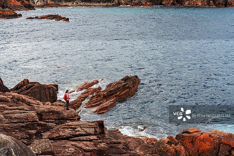 澳大利亚塔斯马尼亚菲欣纳国家公园酒杯湾和沉睡湾风光图片素材