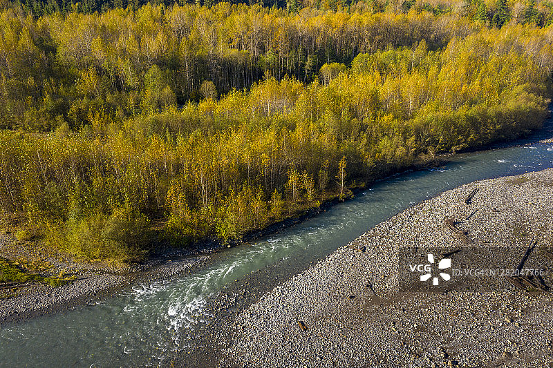 秋季努萨克河鸟瞰图图片素材