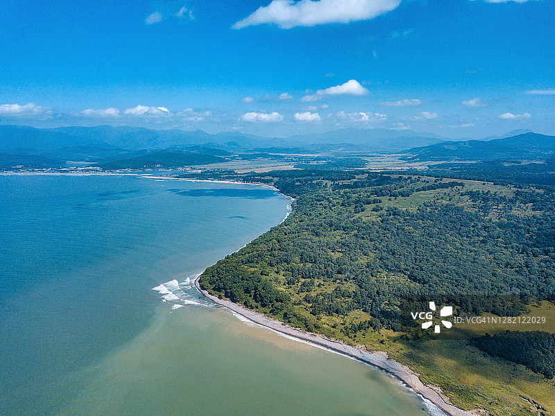 俄罗斯纳霍德卡日本海沿岸森林航拍图片素材